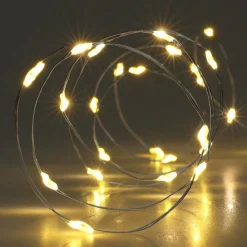 Guirlande lumineuse à piles 8 m 160 Micro LED câble argent Minuteur Blanc chaud