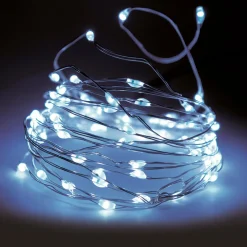 Guirlande lumineuse à piles 195 cm 40 micro LED Fil d'argent Blanc froid