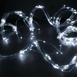 Guirlande lumineuse à piles 195 cm 40 micro LED Fil d'argent Blanc froid