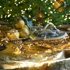 Guirlande lumineuse à piles 45 LED (180 cm) Baies Or et blanc chaud