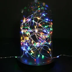 Guirlande lumineuse à piles 5 m 100 Micro LED Fil d'argent Multicolore