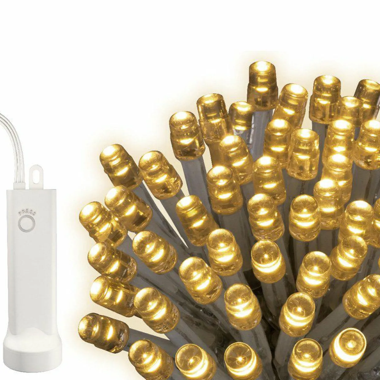 Guirlande lumineuse à piles 7,10 m 96 LED câble transparent Durawise Blanc chaud