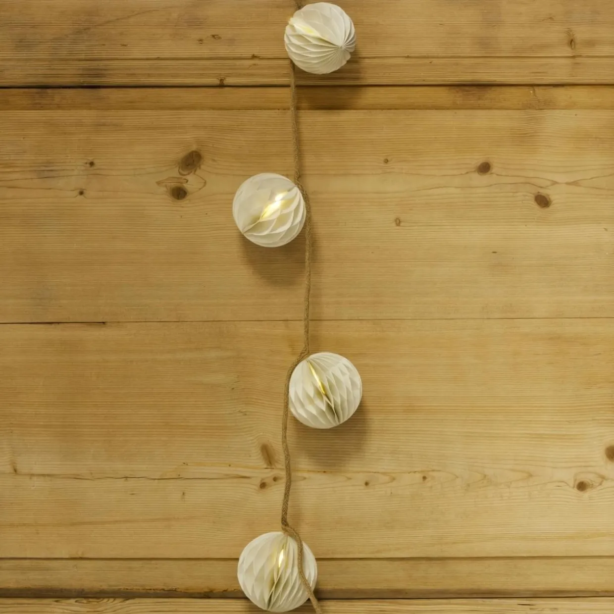 Guirlande lumineuse déco à piles LED (160 cm) Boules fermeture magnétique Blanc chaud