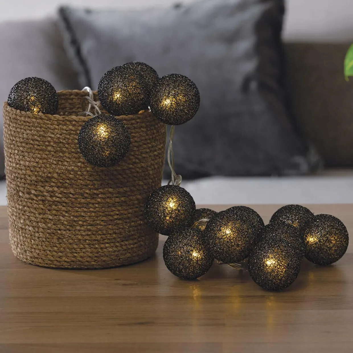 Guirlande lumineuse déco 20 boules 4,36 m Bobina Noir