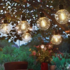 Guirlande lumineuse de jardin solaire 8 LED (5,8 m) Guinguette en fête Blanc chaud