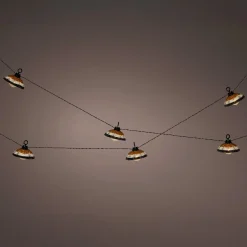 Guirlande lumineuse de jardin solaire 6 LED (2,5 m) Chapeau résine tressée Blanc chaud