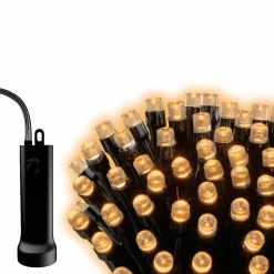Guirlande lumineuse Durawise à piles 14,98 m 600 LED câble noir Blanc chaud