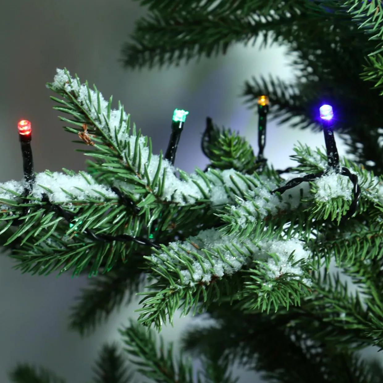 Guirlande lumineuse Durawise à piles 14,30 m 192 LED câble noir Multicolore