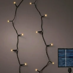 Guirlande lumineuse Solaire 18 m 240 LED câble noir Rechargeable Blanc chaud