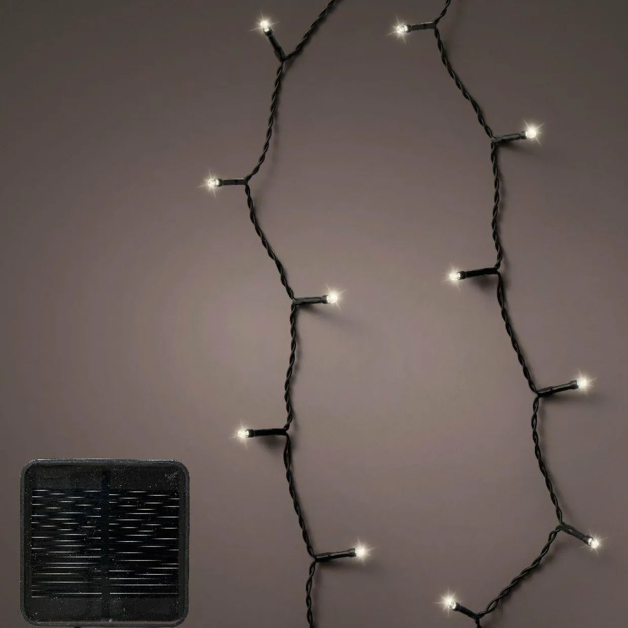 Guirlande lumineuse Solaire 9 m 120 LED câble noir Rechargeable Blanc froid