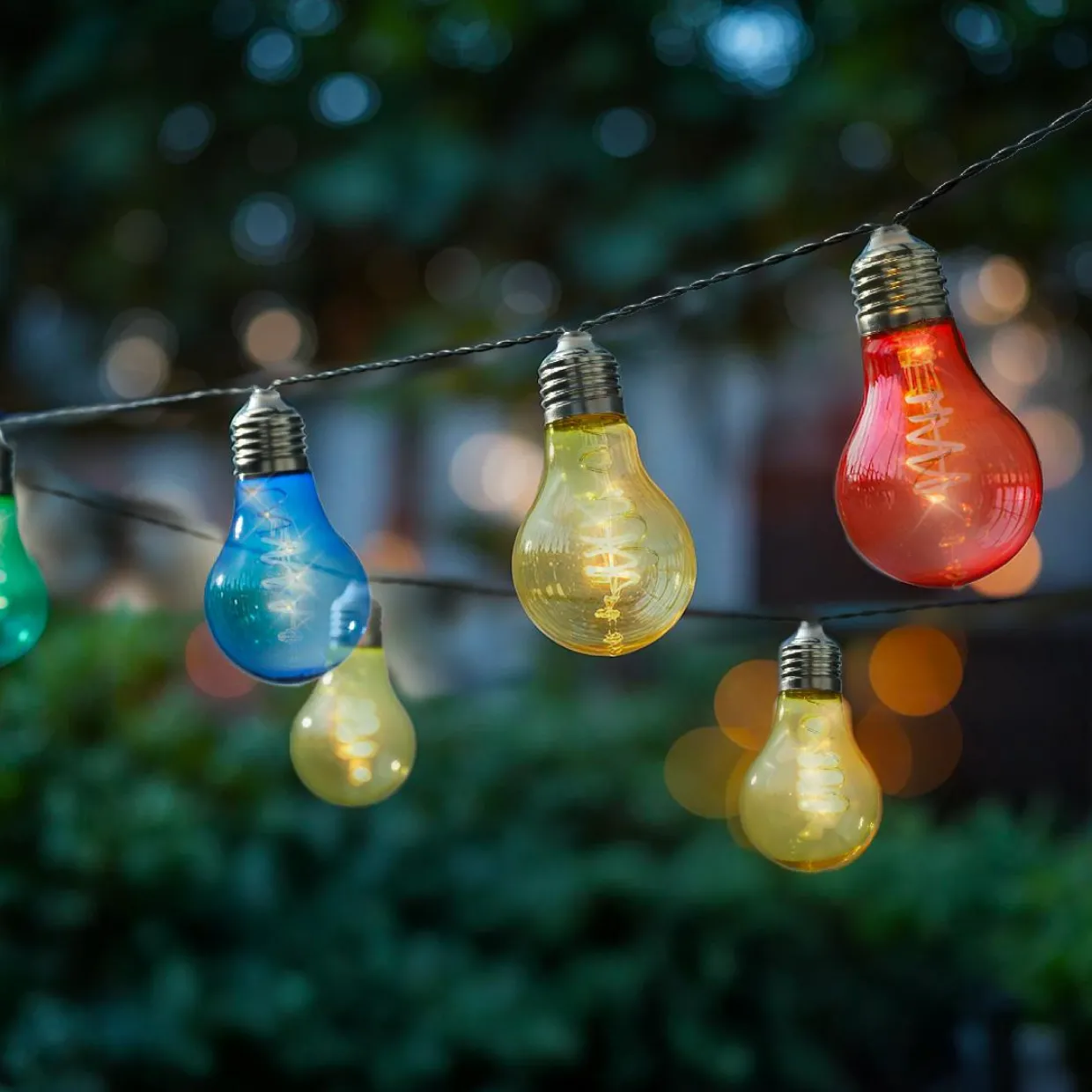 Guirlande lumineuse solaire 50 LED (4,5 m) Guinguette clignotante Multicolore