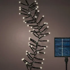 Guirlande lumineuse Solaire rechargeable 10,50 m 1128 LED câble noir Grappe Blanc chaud
