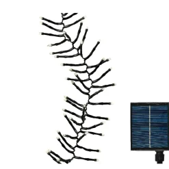Guirlande lumineuse Solaire rechargeable 14 m 1512 LED câble noir Grappe Blanc chaud