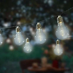 Guirlande lumineuse solaire 10 LED (4,5 m) Guinguette clignotante Blanc chaud