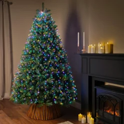 Guirlande rideau pour sapin H1,80 m 408 Micro LED câble vert Multicolore pastel