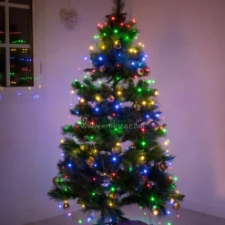 Guirlande rideau pour sapin H2,10 m 672 Micro LED câble vert Multicolore