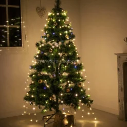 Guirlande rideau pour sapin H2,40 m 832 Micro LED câble argent Blanc chaud