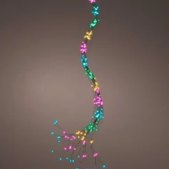 Guirlande rideau pour sapin H2,10m 672 Micro LED câble vert Multicolore pastel