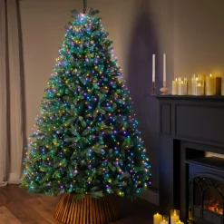 Guirlande rideau pour sapin H2,40m 832 Micro LED câble vert Multicolore pastel