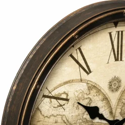 Horloge murale (D51 cm) Monde Tomy Marron patiné