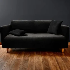 Housse de canapé extensible effet gaufré (225 x 245 cm) Sacha Noir