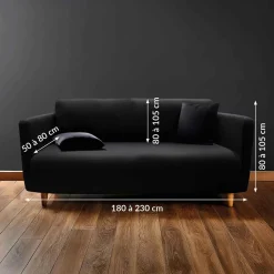 Housse de canapé extensible (225 x 245 cm) Mila Noir