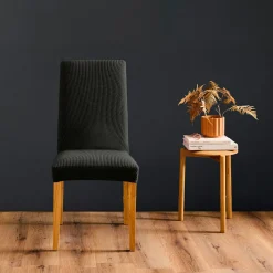 Housse de Chaise extensible effet gaufré (40 x 40 cm) Sacha Noir