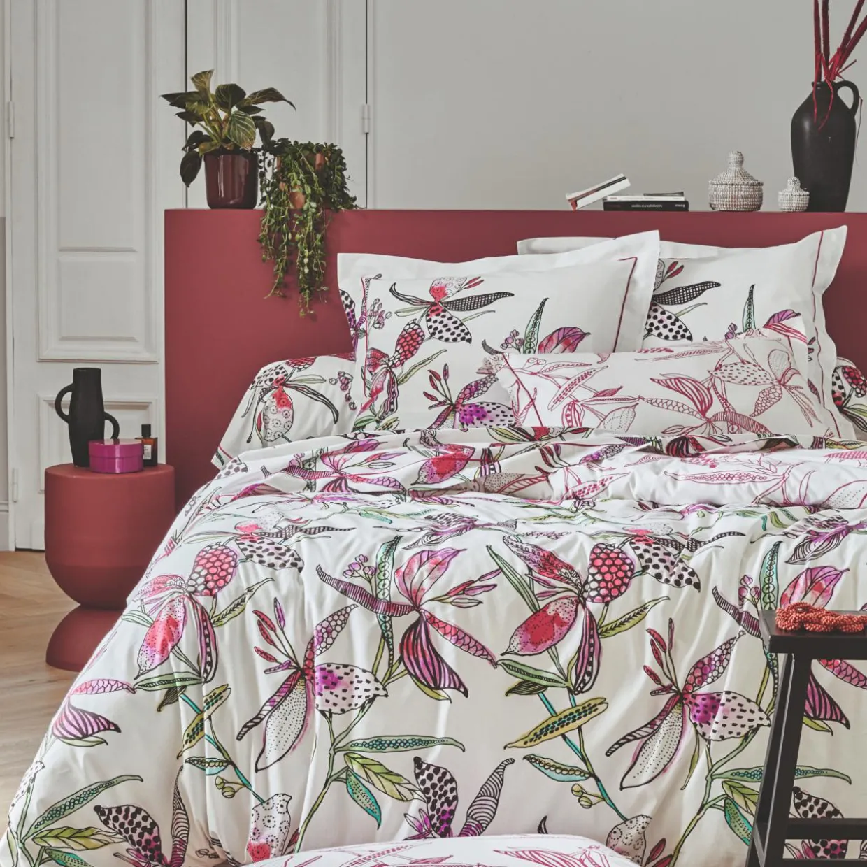 Housse de couette coton (260 x 240 cm) Pénélope Rose