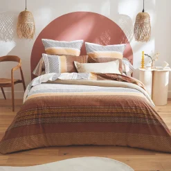 Housse de couette coton (260 x 240 cm) Niagara Marron châtaigne