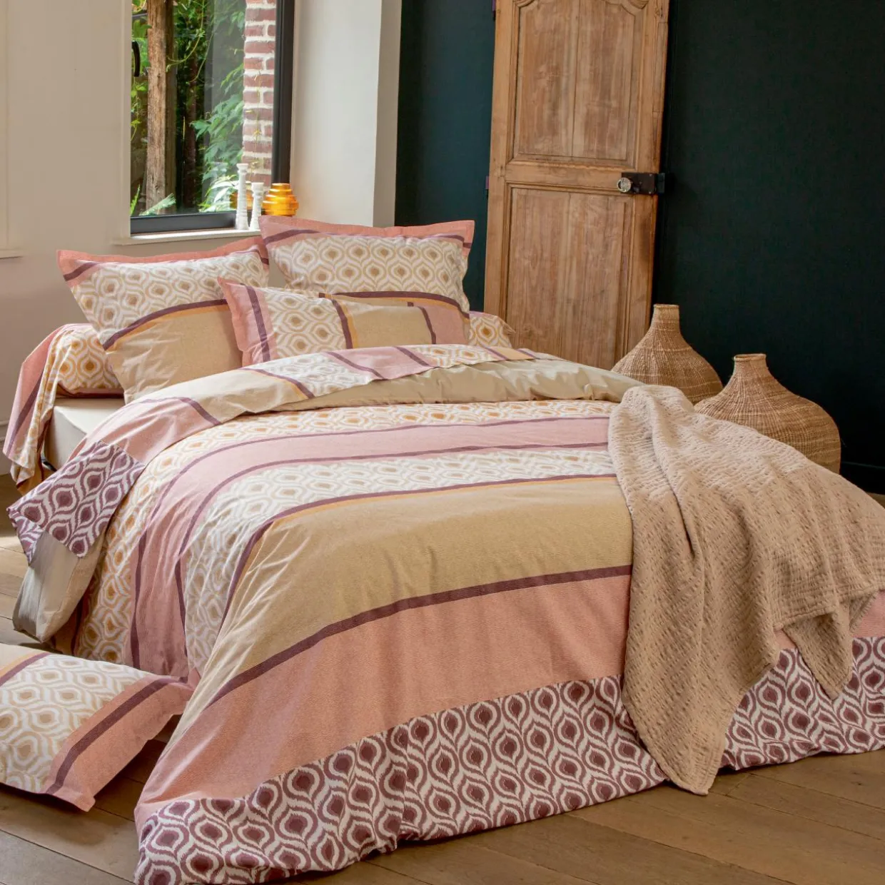 Housse de couette coton (200 x 200 cm) Inouk Rose