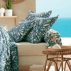 Housse de couette coton lavé (280 x 240 cm) Serena Bleue