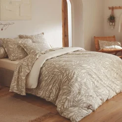 Housse de couette coton lavé (300 x 240 cm) Séréna Beige