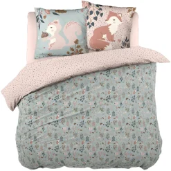 Housse de couette et deux taies enfant coton (240 x 220 cm) Tamia Multicolore