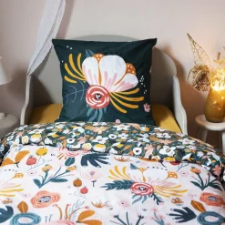 Housse de couette et deux taies enfant coton (200 x 200 cm) Champetre Multicolore