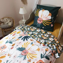 Housse de couette et deux taies enfant coton (200 x 200 cm) Champetre Multicolore