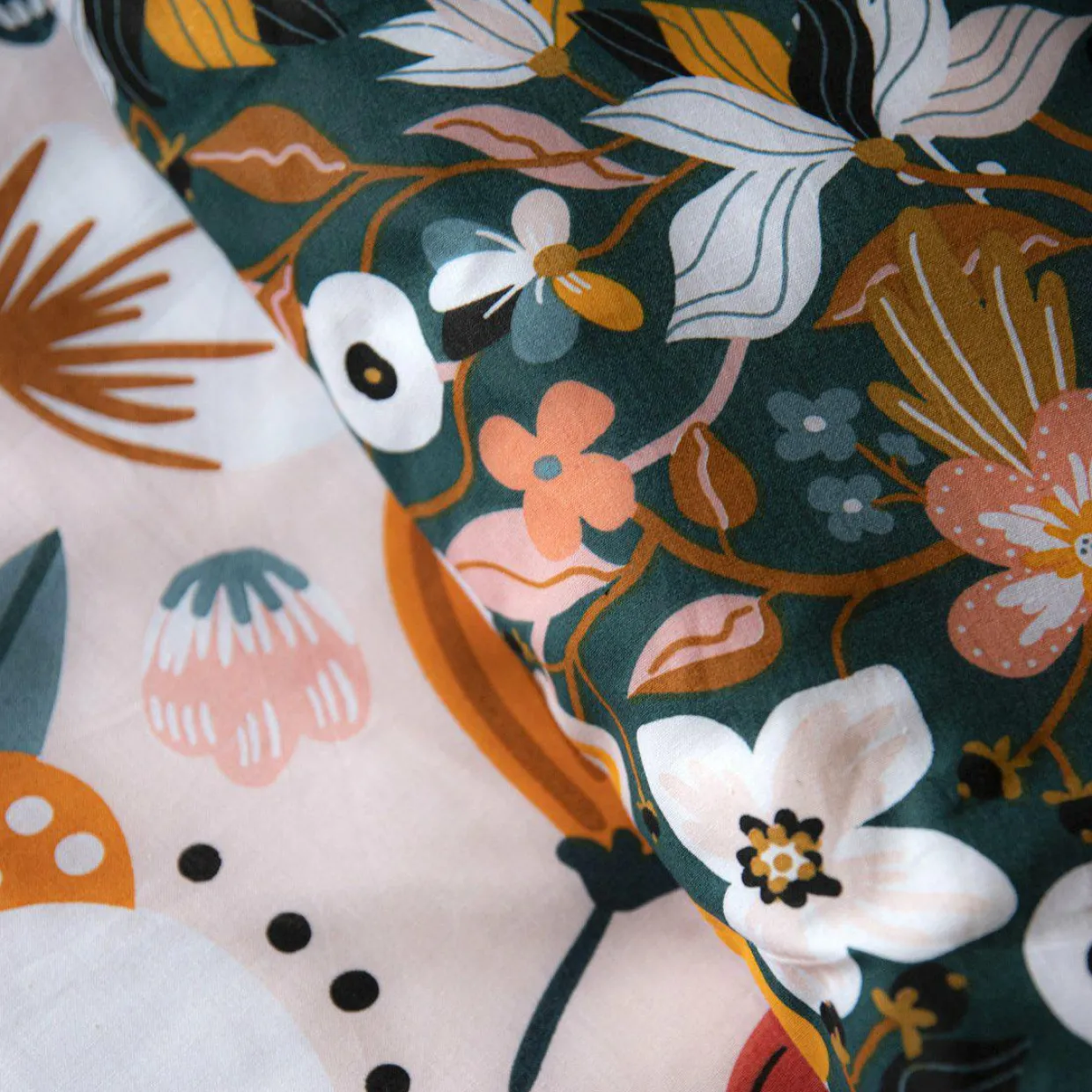 Housse de couette et deux taies enfant coton (200 x 200 cm) Champetre Multicolore