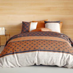 Housse de couette et deux taies coton (260 x 240 cm) Toffee Beige