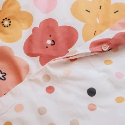 Housse de couette et deux taies enfant coton (240 x 220 cm) Barbotine Multicolore