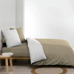 Housse de couette et deux taies d'oreiller en coton (200 x 200 cm) Cadria Blanc