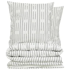 Housse de couette et deux taies coton (260 x 240 cm) Dobby Grise