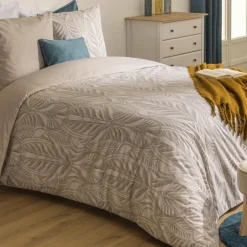 Housse de couette et deux taies coton (260 x 240 cm) Nalh Beige