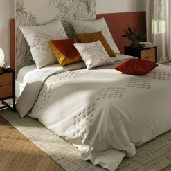 Housse de couette et deux taies coton lavé (260 x 240 cm) Moura Ecru