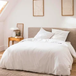 Housse de couette et deux taies d'oreiller coton (240 x 220 cm) Meline Blanc