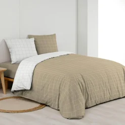 Housse de couette et deux taies d'oreiller en coton (240 x 220 cm) Cadria Blanc