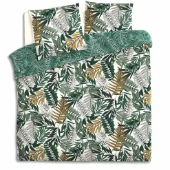 Housse de couette et deux taies coton (260 x 240 cm) Tropik Verte