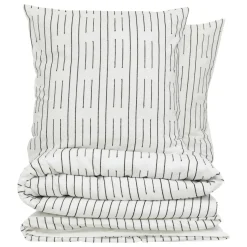 Housse de couette et deux taies coton (240 x 220 cm) Dobby Noire