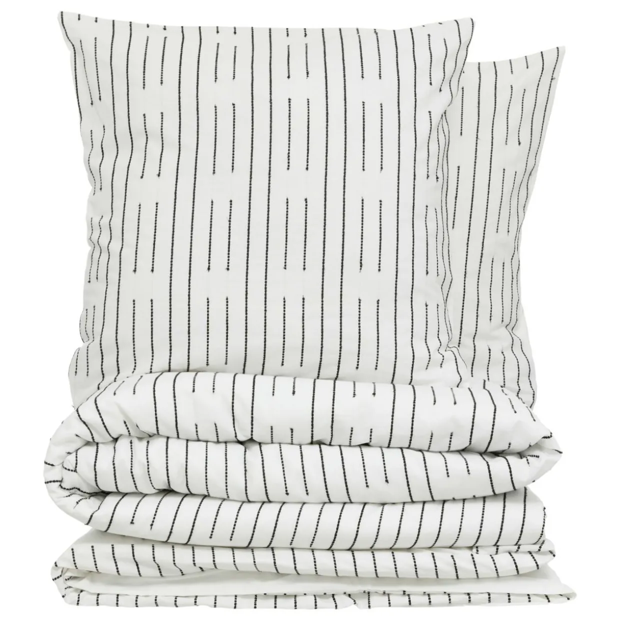 Housse de couette et deux taies coton (240 x 220 cm) Dobby Noire