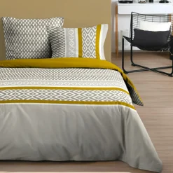 Housse de couette et deux taies d'oreiller en coton (260 x 240 cm) Pixus Beige