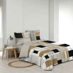 Housse de couette et deux taies percale de coton (240 x 220 cm) Ulysse Multicolore