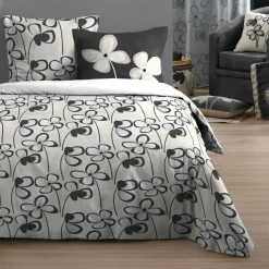 Housse de couette et deux taies d'oreiller en coton (240 x 220 cm) Tilda Gris
